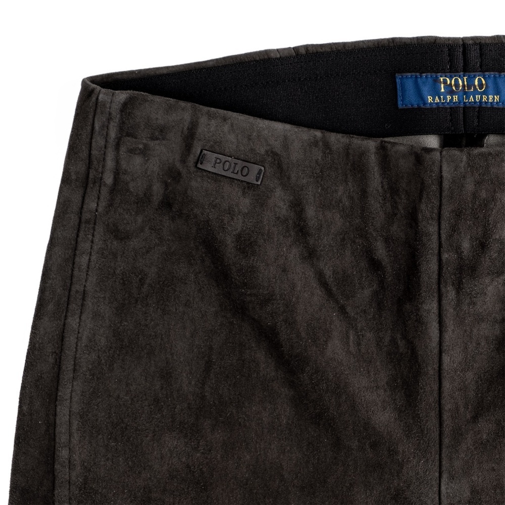 NWT Polo Ralph Lauren Lambskin Suede Zip Legging Pants Dark Gray Womens $998 - S - Picture 8 of 14